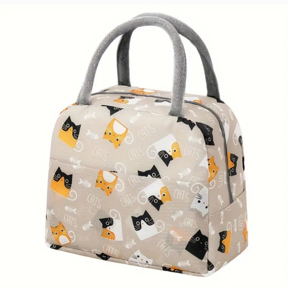 Insulated Cat Print Lunch Bag (W-3)